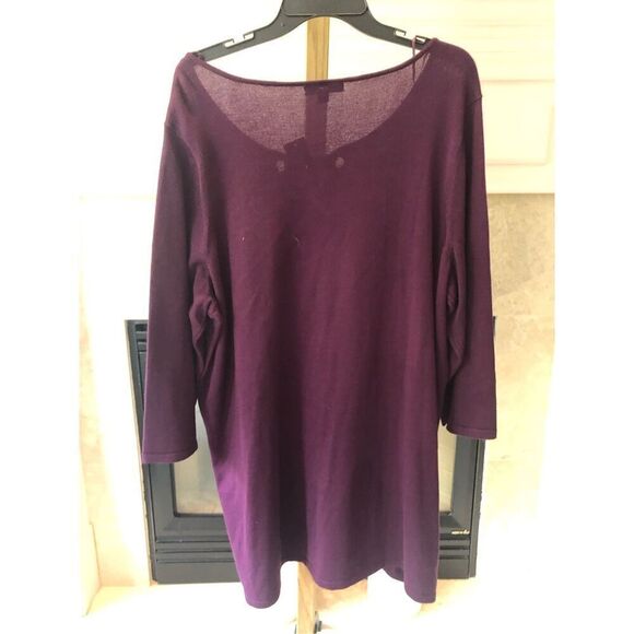 Roz&Ali Women’s Purple 3/4 Sleeve Crew Neck Blouse Size 2X NWT - Picture 3 of 7
